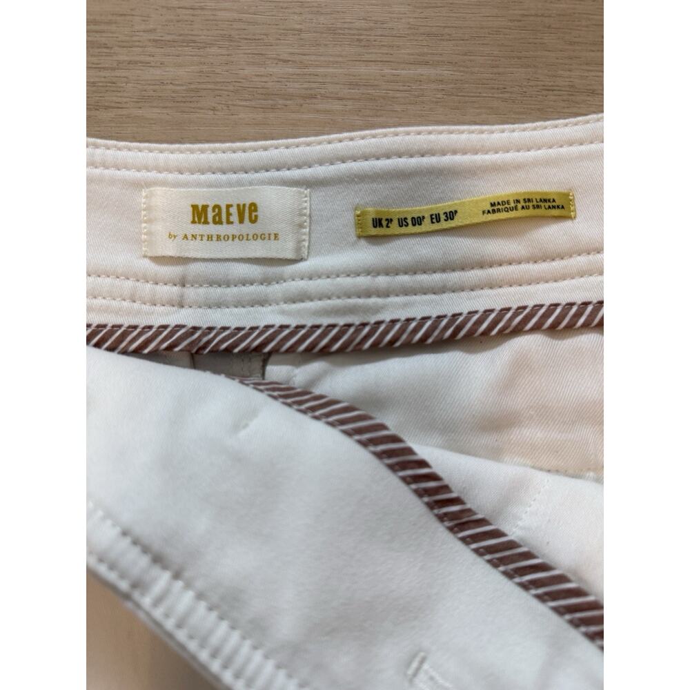 Maeve By Anthropologie Womens Buttoned Cropped Wide-Leg Culottes White Pants 00P - Picture 4 of 13